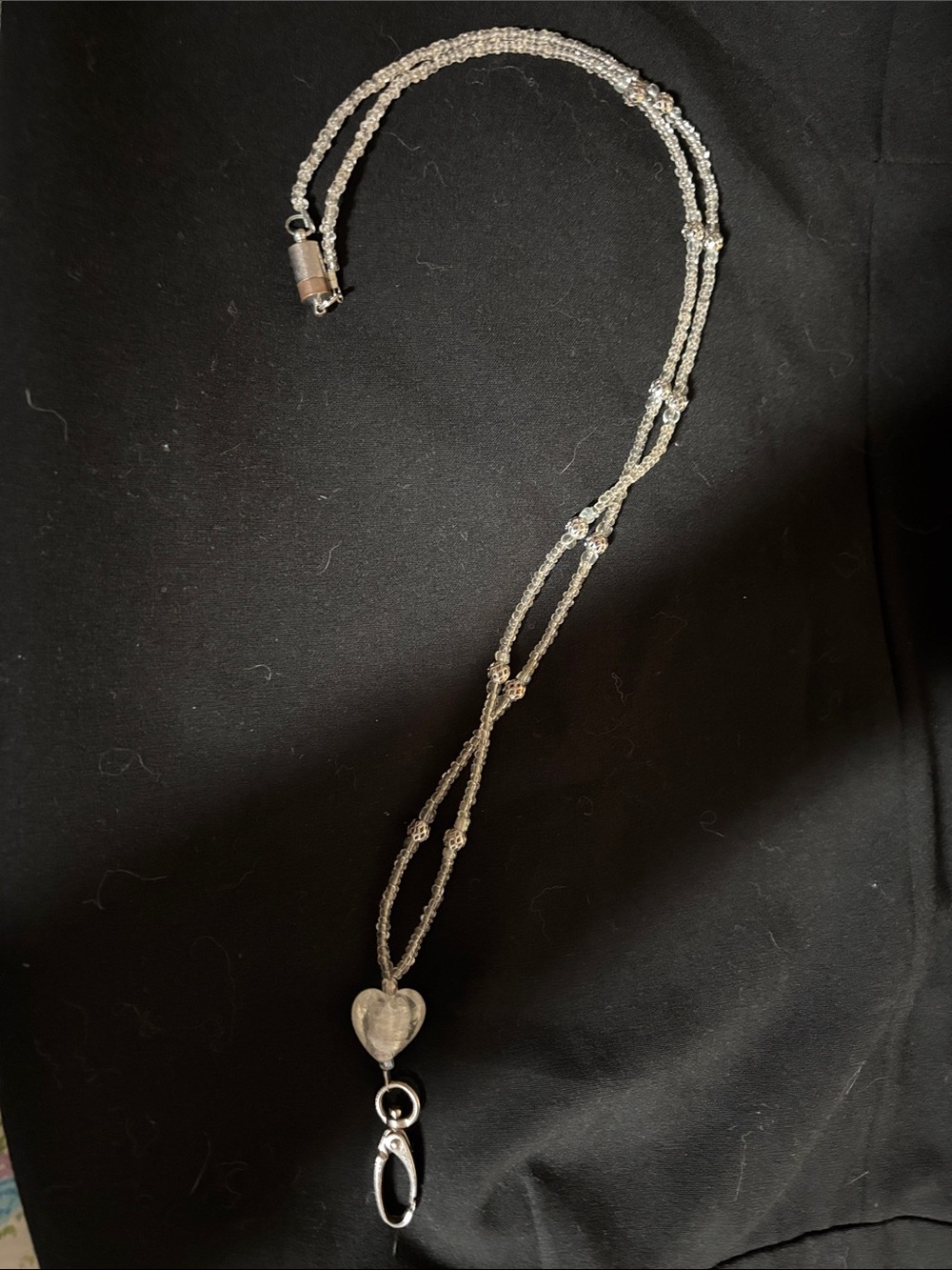 Delicate Clear Crystal Pendant Beaded Necklace Landyard